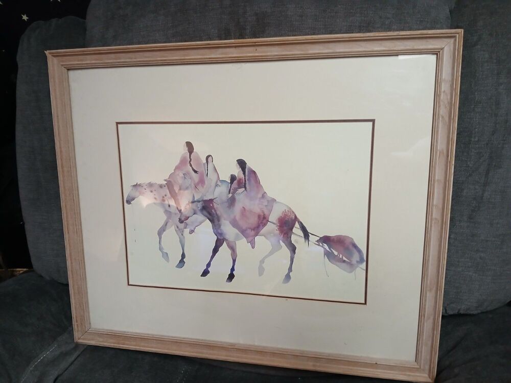 Vintage 20 X 24 Matted Carol Grigg Framed Print Southwestern Southwest Horse Art